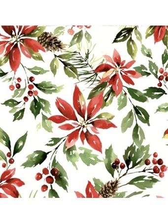 RAMALLAH TRADING CO - Xmas Poinsettia Printed Throw IVORY