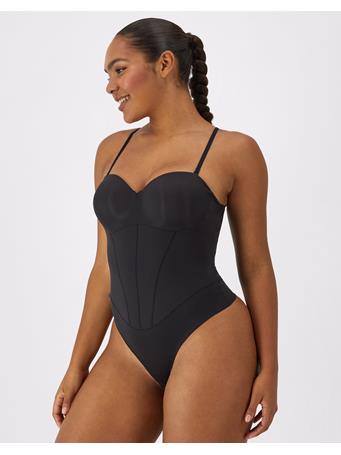 MAIDENFORM - Firm Control Tummy Shaping Multiway Thong Bodysuit BLACK