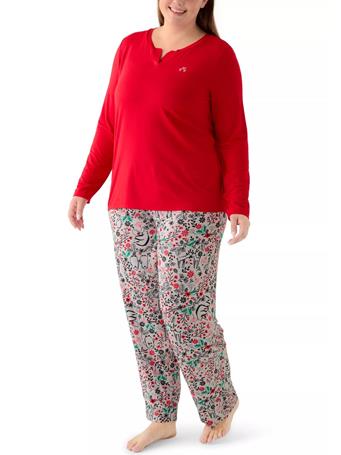 HUE - Plus Size Timeless Folded Pajama Set RED