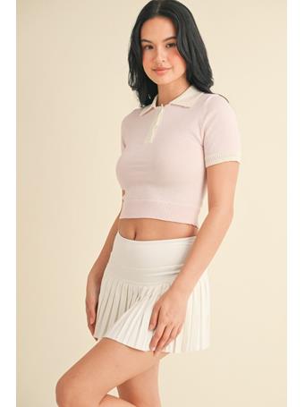 KIMBERLY C SPORT - Knit Cropped Polo Shirt PINK