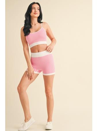 KIMBERLY C SPORT - Striped Cami Top and Shorts Set PINK
