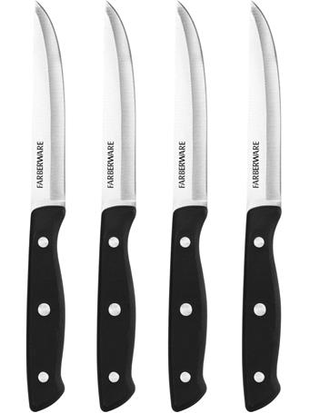 FARBERWARE - Stamped 4-Piece Triple Rivet Steak Knife Set BLACK