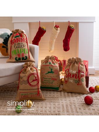 KENNEDY INTERNATIONAL - Holiday Jute Gift Sack with Drawstring Rope ASSORTED