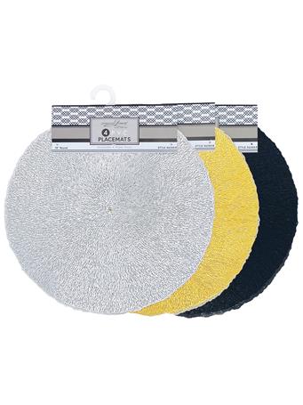 AMERICAN LINEN - 4 Pack Metallic PVC Round Place Mat ASSORTED