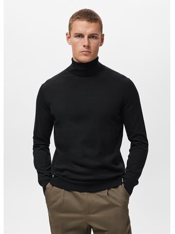 MANGO - 100% Merino Wool Turtleneck Sweater BLACK