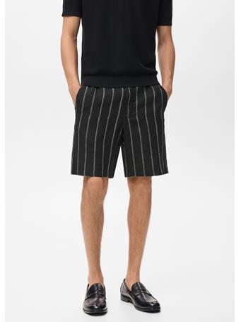 MANGO - Striped Linen-blend Bermuda Shorts DK GREY