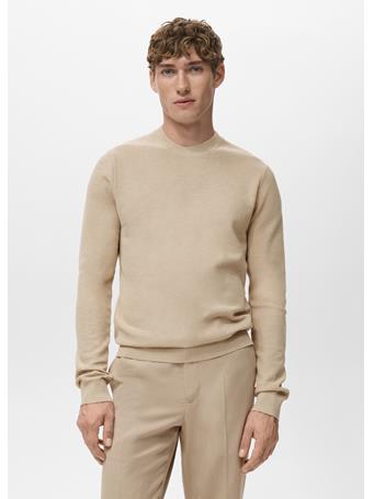 MANGO - Microstructured Cotton Knitted Sweater BEIGE