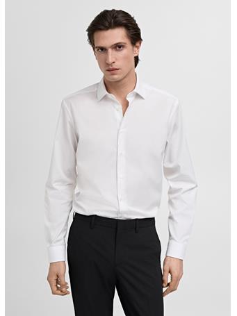 MANGO - Slim-fit Cotton Poplin Suit Shirt WHITE