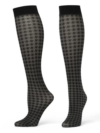 HUE - Tonal Houndstooth Knee High BLACK