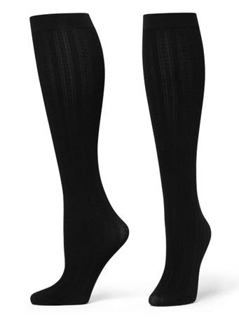 HUE - Cable Knee High Socks BLACK
