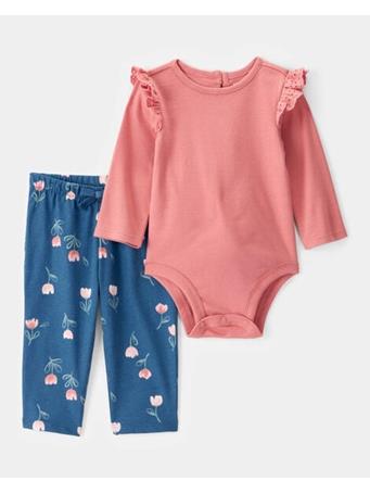 CARTERS - Baby 2-Piece Long-Sleeve Floral Long-Sleeve Bodysuit Pant Set BROWN