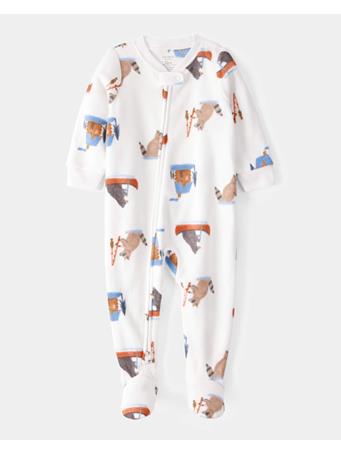 CARTERS - Baby 1-Piece Woodland Creatures Fleece Footie Pajamas IVORY