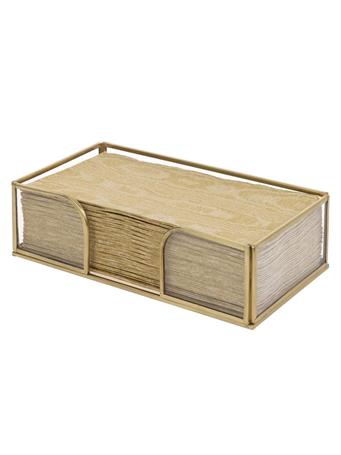 BOSTON INTERNATIONAL - Gold Edge Glass Guest Napkins Caddy GOLD