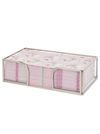 BOSTON INTERNATIONAL - Silver Edge Glass Guest Napkins Caddy SILVER