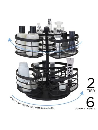 BATH BLISS - 2-Tier Rotating Bath Organizer Carousel BLACK
