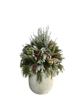 GREEN IMPORT LIMITED - Potted Mixed Pine/Silver Berry/Eucalyptus Ornament SILVER