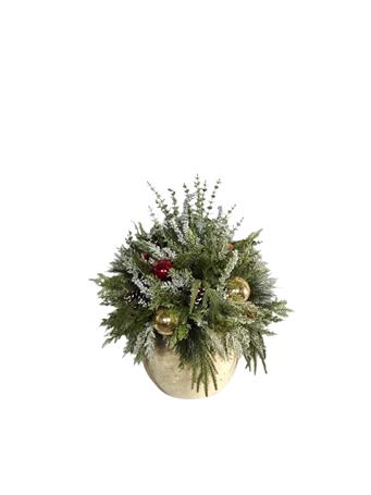 GREEN IMPORT LIMITED - Potted Mixed Pine/Silver Berry/Eucalyptus Ornament SILVER