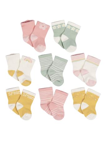 GERBER CHILDRENSWEAR - 8-Pack Baby Girls Golden Floral Jersey Wiggle Proof Socks MULTI