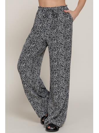ACTIVE BASIC - Elastic Waistband Print Long Pants GREY/BLACK