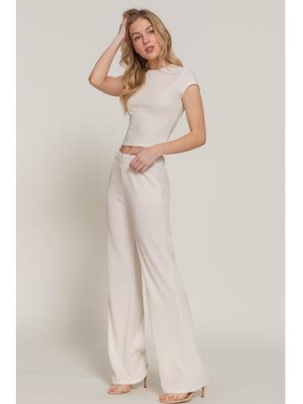 ACTIVE BASIC - Short Sleee Top & Flare Pants Set IVORY
