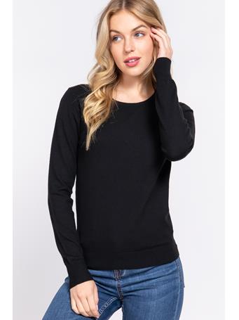 ACTIVE BASIC - Long Sleeve Crew Neck Basic Sweater BLACK