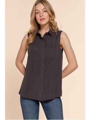 ACTIVE BASIC - Sleeveless with Pocket Tencel Shirt CHARCOAL