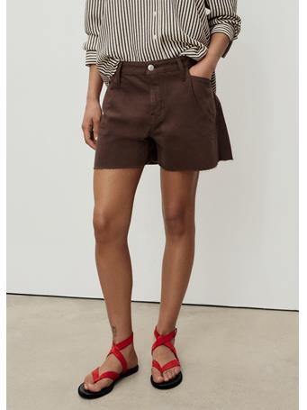 MANGO - Denim Shorts With Frayed Hem And Pleats DARK BROWN