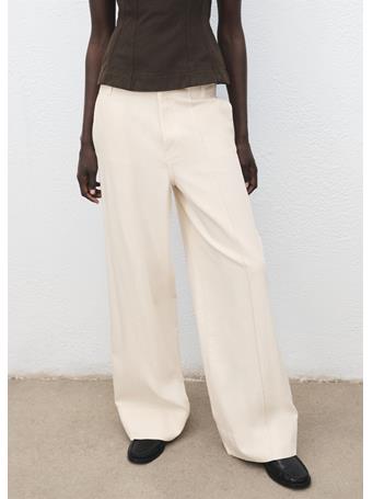 MANGO - Wide Leg Denim Pants With Stitching NATURAL WHITE