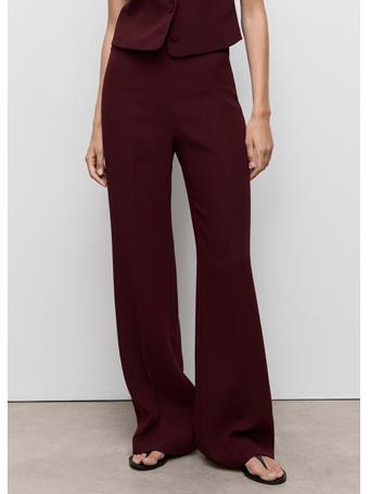 MANGO - Straight Mid-rise Suit Pants DARK RED
