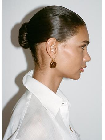 MANGO - Square Resin Earrings GOLD