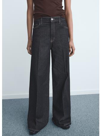 MANGO - High-waisted Wide-leg Jeans DARK BLUE