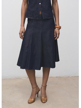 MANGO - Pleated Denim Skirt DARK BLUE
