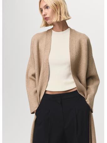 MANGO - Long Knitted Coat LIGHT BEIGE