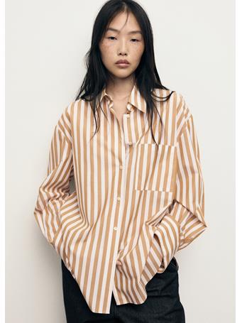 MANGO - Oversize Striped Shirt NATURAL WHITE