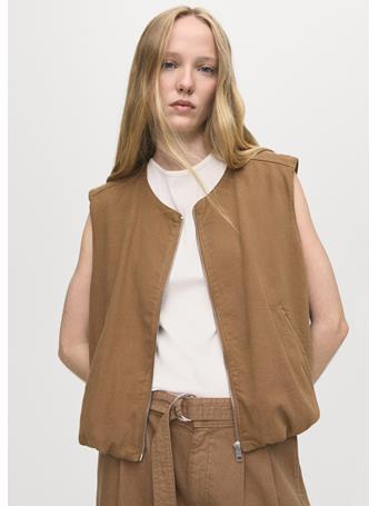 MANGO - Puffer Denim Vest DARK BROWN