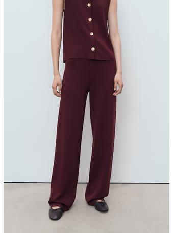 MANGO - Knitted Pants With Elastic Waistband DARK RED