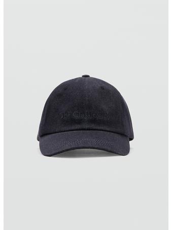 MANGO - Cotton Cap With Embroidered Slogan NAVY