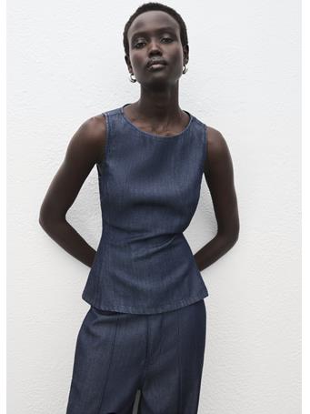 MANGO - Denim Crop Top DARK BLUE