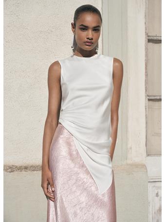 MANGO - Wrinkled-effect Satin Skirt LT-PASTEL PINK