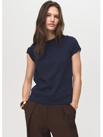MANGO - Cotton Short-sleeved T-shirt NAVY