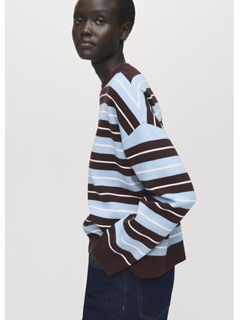 MANGO - Oversized Striped Sweater DARK BROWN
