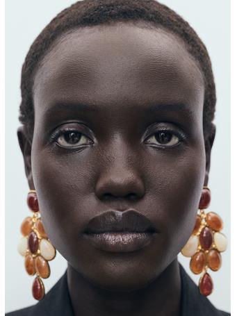 MANGO - Mixed Resin Earrings DARK BROWN