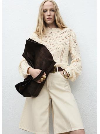 MANGO - Knitted Sweater With Lace Accents NATURAL WHITE