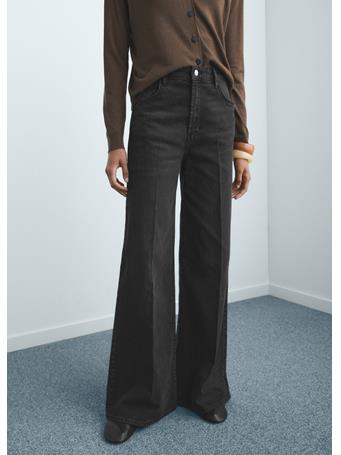 MANGO - High-waisted Wide-leg Jeans BLACK