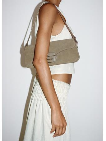 MANGO - Suede Shoulder Bag MEDIUM BROWN