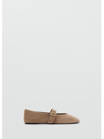 MANGO - Suede Leather Ballet Flats LIGHT BEIGE