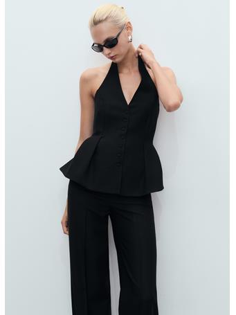 MANGO - Halter-neck Peplum Vest BLACK