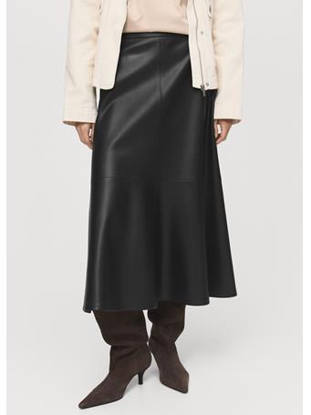 MANGO - Leather-effect Midi-skirt BLACK