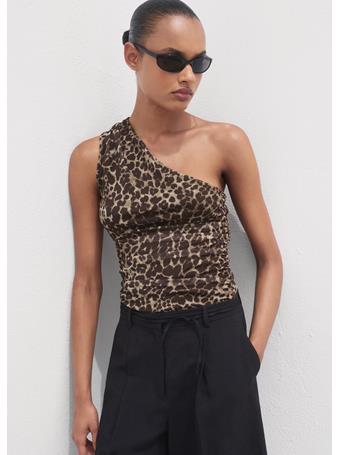 MANGO - Asymmetrical Leopard-print Top DARK BROWN
