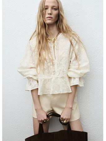 MANGO - Embroidered Lyocell Blouse NATURAL WHITE